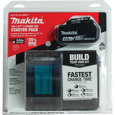 Image showing 6 th Makita 18 V, 4.0 Ah LXT Lithium-Ion Battery and Charger Starter pk., Black