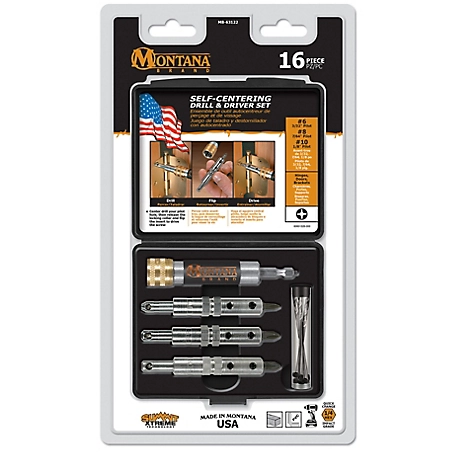Montana Brand Tools Self-Centering Drill & Driver Power Tool Set, 16 pc.
