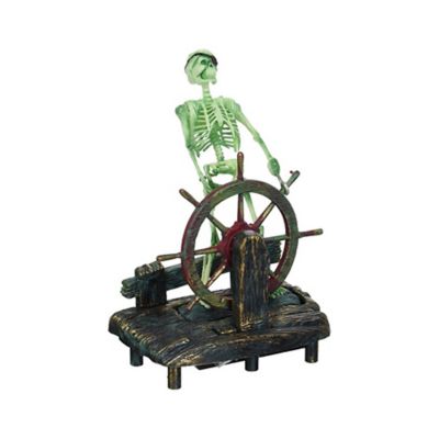 Penn-Plax Pirate Skeleton at the Wheel Aquarium Decor