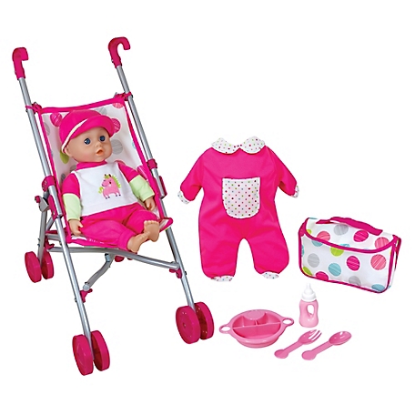 Lissi Dolls Umbrella Stroller Set, Pink