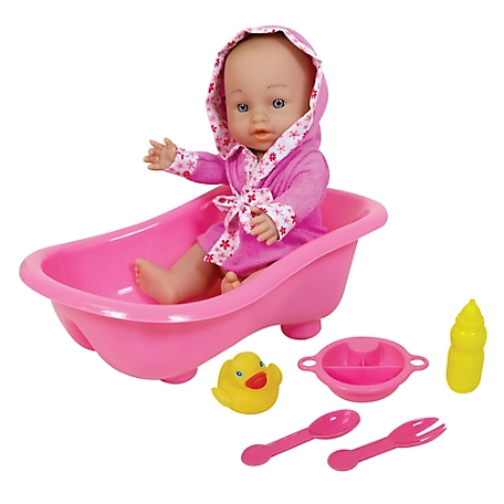 Lissi Dolls 11 in. Plastic Baby Doll with Bathtub