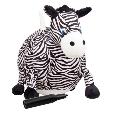 Hedstrom 18 in. Zebra Plush Hopper Inflatable Ride-On Ball with Pump