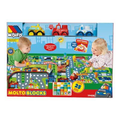 Molto City Street Playmat Building Block Set, Includes 3 Cars