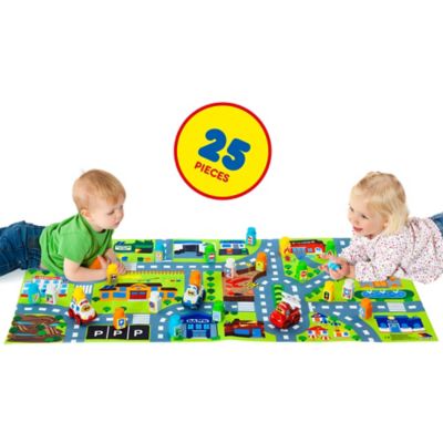 Image showing  City Street Playmat Building Block Set with 3 Cars