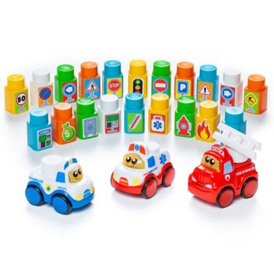 Image showing  City Street Playmat Building Block Set with 3 Cars