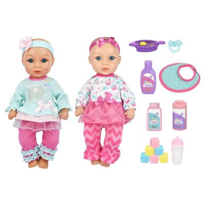 New Adventures 15 in. Little Darlings Deluxe Twin Doll Playset with Accessories