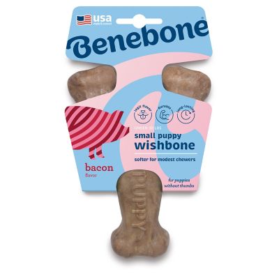 Benebone Puppy Wishbone Dog Chew Toy, Real Bacon, Small