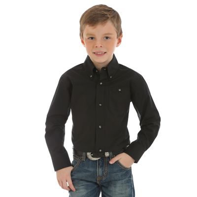 Wrangler Boys' Classic Button-Down Solid Shirt