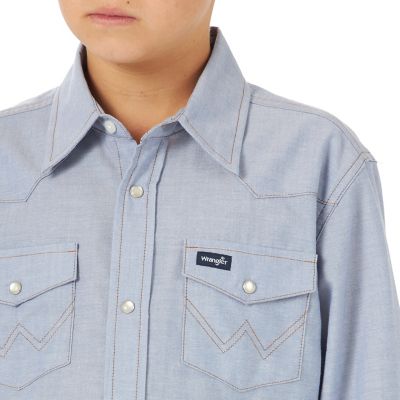 Image showing 2 th Wrangler Boys' Cowboy Cut Western Long-Sleeve Snap-Front Shirt