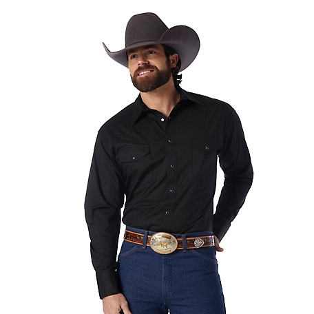 Wrangler Men's Western Snap Shirt, Black