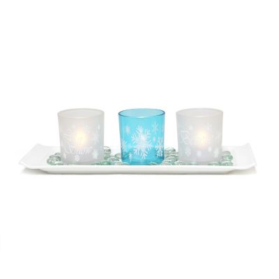 Image showing  Seasonal Candle Holders, Blue Frost, 3-Pack