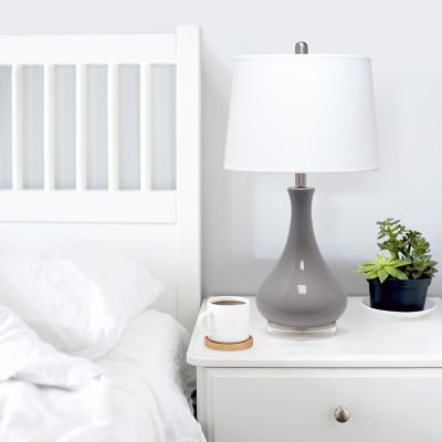 Lalia Home Droplet Table Lamp with Fabric Shade, Gray Base