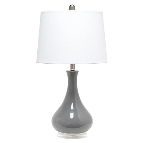 Lalia Home Droplet Table Lamp with Fabric Shade, Gray Base