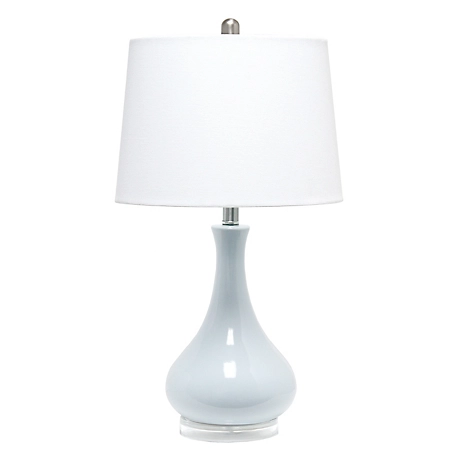 Lalia Home Droplet Table Lamp with Fabric Shade, Light Blue Base