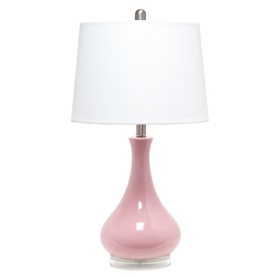 Lalia Home Droplet Table Lamp with Fabric Shade, Rose Pink Base