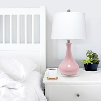 Lalia Home Droplet Table Lamp with Fabric Shade, Rose Pink Base