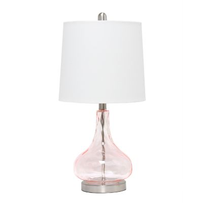 Lalia Home Rippled Glass Table Lamp With Fabric Shade, Rose Base