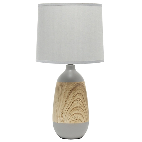 Simple Designs Ceramic Oblong Table Lamp, Gray Base
