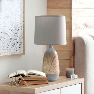 Image showing  Ceramic Oblong Table Lamp, Gray Base