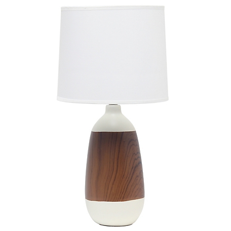 Simple Designs Ceramic Oblong Table Lamp, Off-White Base
