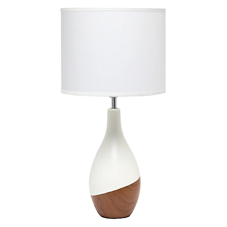 Simple Designs Strikers Basic Table Lamp, Dark Wooden Print