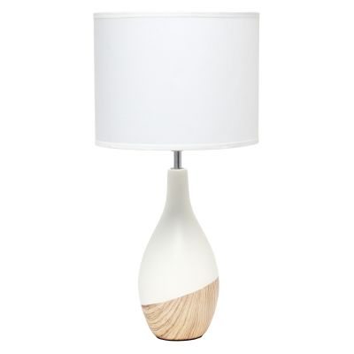 Simple Designs Strikers Basic Table Lamp, Light Wooden Print
