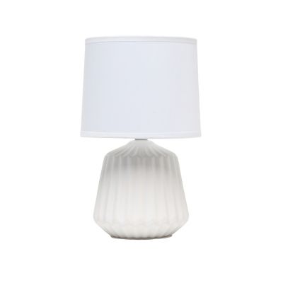 Image showing  Petite Off Pleated Base Table Lamp, Off-White/White