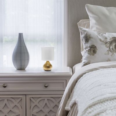 Simple Designs Hammered Gold Drip Mini Table Lamp, White Shade