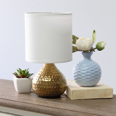 Image showing  Hammered Gold Drip Mini Table Lamp, White Shade