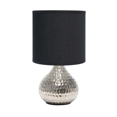 Image showing  Hammered Silver Drip Mini Table Lamp, Black Shade