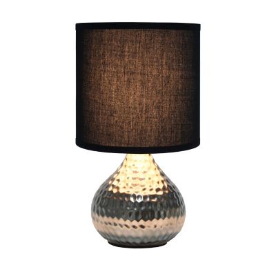 Image showing  Hammered Silver Drip Mini Table Lamp, Black Shade