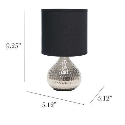 Image showing  Hammered Silver Drip Mini Table Lamp, Black Shade