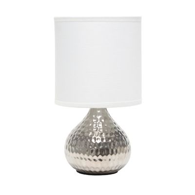 Image showing  Hammered Silver Drip Mini Table Lamp, White Shade