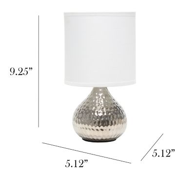 Image showing  Hammered Silver Drip Mini Table Lamp, White Shade