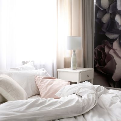 Simple Designs Alsace Bottle Table Lamp, Off-White Base