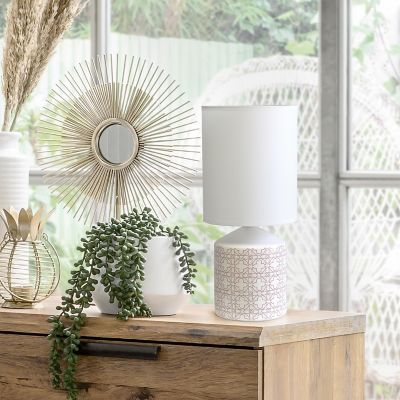 Image showing  Fresh Prints Table Lamp, Tan Flowers