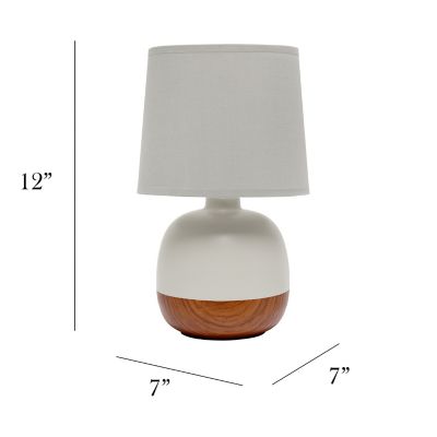 Image showing  Petite Mid Century Table Lamp, 12 in., Dark Wood, Gray Shade