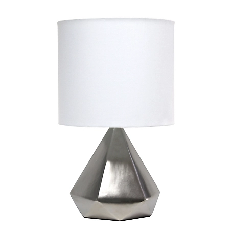 Simple Designs Solid Pyramid Table Lamp, Silver Base