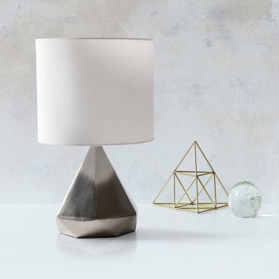 Image showing  Solid Pyramid Table Lamp, Silver Base