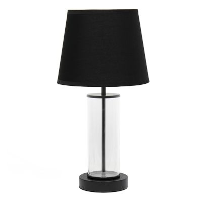 Image showing  Encased Metal and Clear Glass Table Lamp, 6.875 in., Black Accents, Black Shade