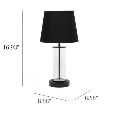 Image showing  Encased Metal and Clear Glass Table Lamp, 6.875 in., Black Accents, Black Shade