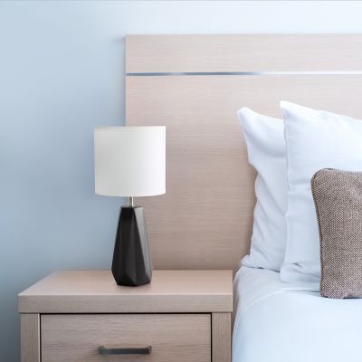 Simple Designs Ceramic Prism Table Lamp, Black Base