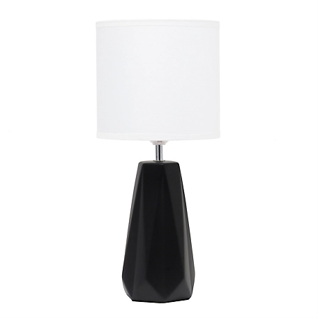 Simple Designs Ceramic Prism Table Lamp, Black Base