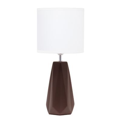 Simple Designs Ceramic Prism Table Lamp, Brown Base