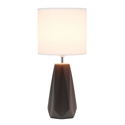 Image showing  Ceramic Prism Table Lamp, Brown Base