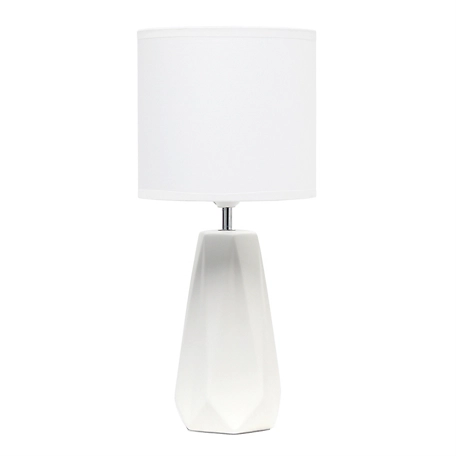 Simple Designs Ceramic Prism Table Lamp, White Base