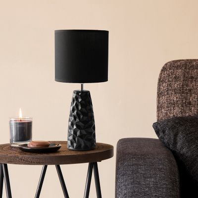 Image showing  Sculpted Ceramic Table Lamp, Black