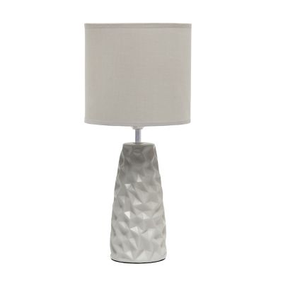 Simple Designs Sculpted Ceramic Table Lamp, Gray Base