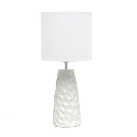 Simple Designs Sculpted Ceramic Table Lamp, Off-White Base