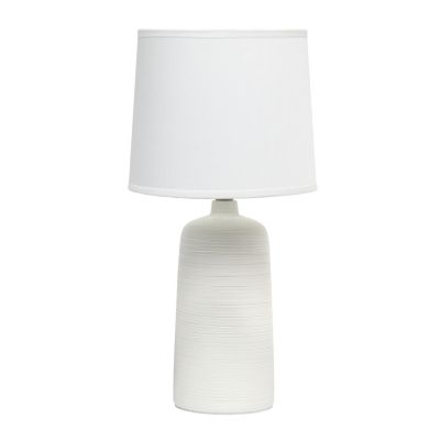 Image showing  Textured Linear Ceramic Table Lamp, Off-White Base